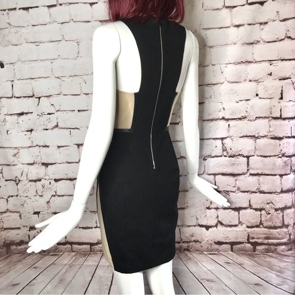 RAG & BONE Piper Leather Trim Mesh Panels Mini Sheath Dress Black and Tan Size 2 - Picture 2 of 16